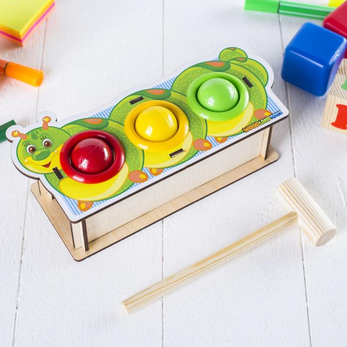 Стучалка-сортер «Гусеница», с молотком, МИКС Стучалка-сортер «Гусеница», с молотком, МИКС