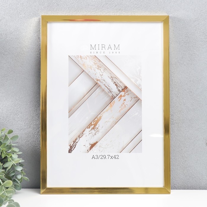 Фоторамка пластик Фоторамка пластик "МИРАМ" 29.7х42 см, (A3) золото (пластиковый экран)
