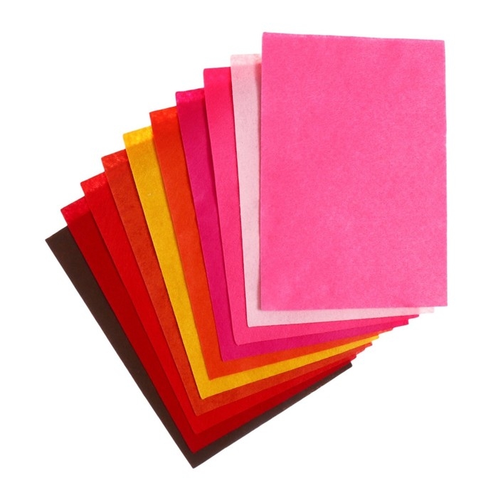 Фетр цветной набор, толщина-1 мм, формат А4, мягкий, 10 листов, 10 цветов, солнечные цвета Фетр цветной набор, толщина-1 мм, формат А4, мягкий, 10 листов, 10 цветов, солнечные цвета