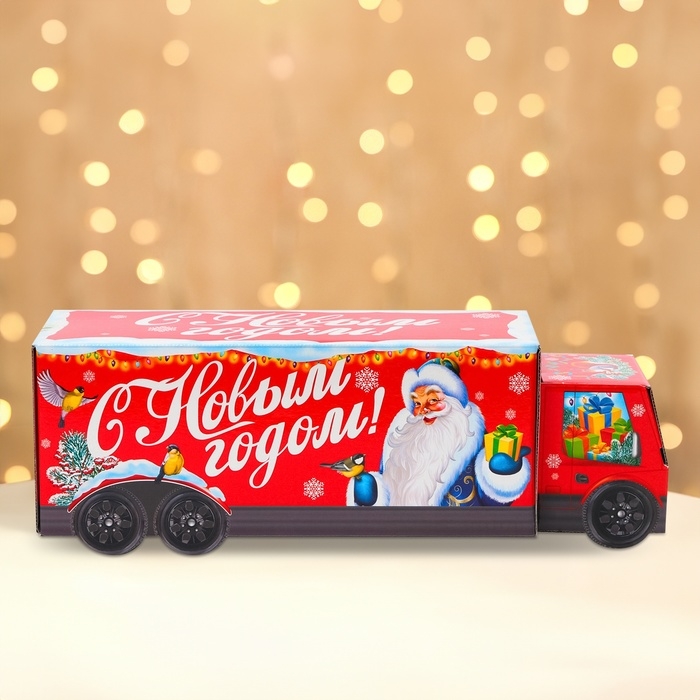 Новый год. Подарочная коробка Новогодняя Фура Новый год. Подарочная коробка Новогодняя Фура "Скоро праздник" с анимацией 36 х 11,5 х 11 см.