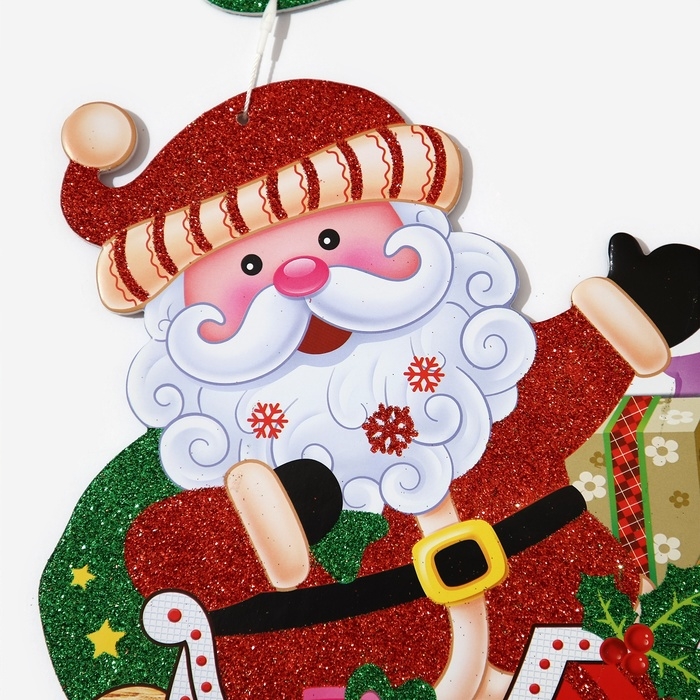 Декоративное украшение (подвеска)  Декоративное украшение (подвеска) "Дед мороз на санках" 43,5х30,5 см