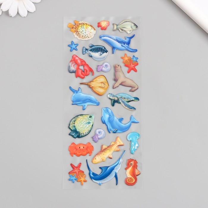 Наклейка пластик Наклейка пластик "Переливы. Морские жители" 9,5х24,5 см