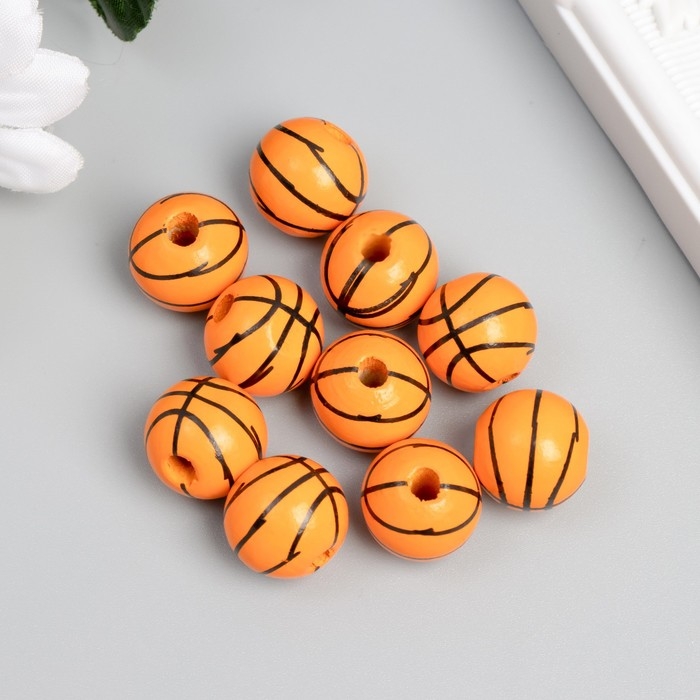 Бусина дерево для творчества Бусина дерево для творчества "Баскетбольный мяч" d=1,6 см набор 10 шт