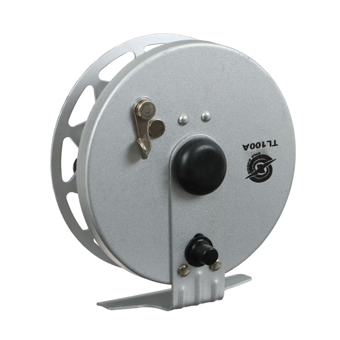 Катушка инерционная, металл, диаметр 10 см, два подшипника, цвет серый, TL100A