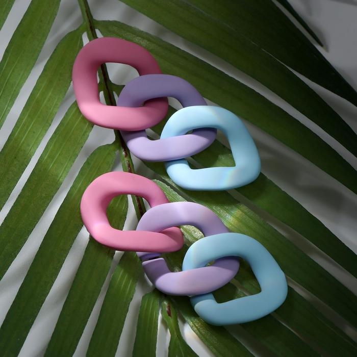 Серьги пластик «Цепь» градиент в холодных тонах, цветные Серьги пластик «Цепь» градиент в холодных тонах, цветные