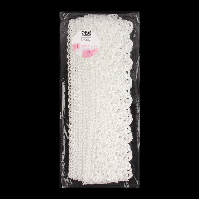 Кружево гипюровое, 45 мм × 9 ± 0,5 м, цвет белый Кружево гипюровое, 45 мм × 9 ± 0,5 м, цвет белый