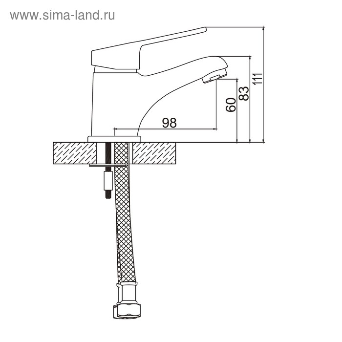 Смеситель для раковины Accoona A9051, однорычажный, латунь, хром Смеситель для раковины Accoona A9051, однорычажный, латунь, хром