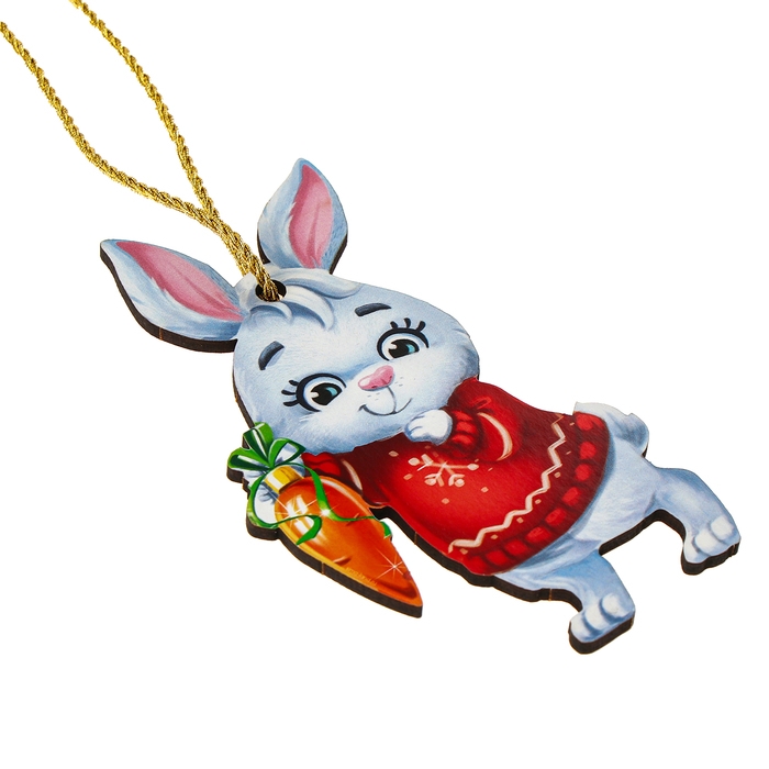 Ёлочная деревянная подвеска «Новый год! Зайчик» Ёлочная деревянная подвеска «Новый год! Зайчик»