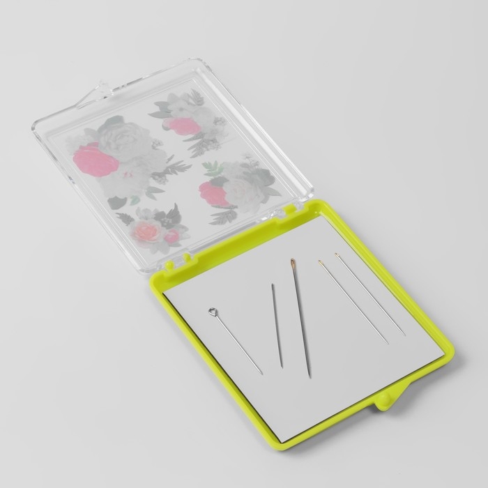 Игольница магнитная «Цветы», с иглами, 7 × 8 см, цвет жёлтый Игольница магнитная «Цветы», с иглами, 7 × 8 см, цвет жёлтый