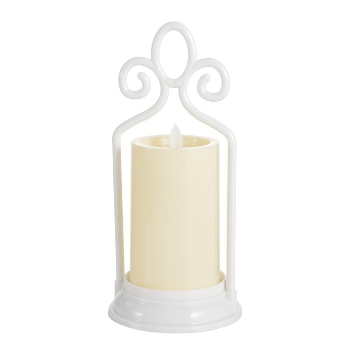 Ночник Ночник "Свеча на подсвечнике" LED от батареек 3хААА белый 11х11х25 см RISALUX