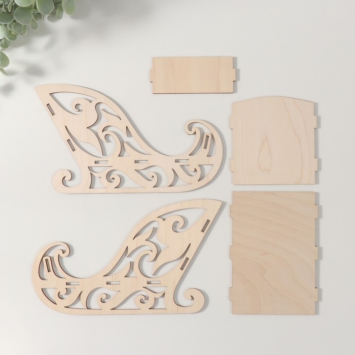 Шкатулка-сани  Шкатулка-сани "Новогодние" 22х9,5х13 см (набор 5 деталей)