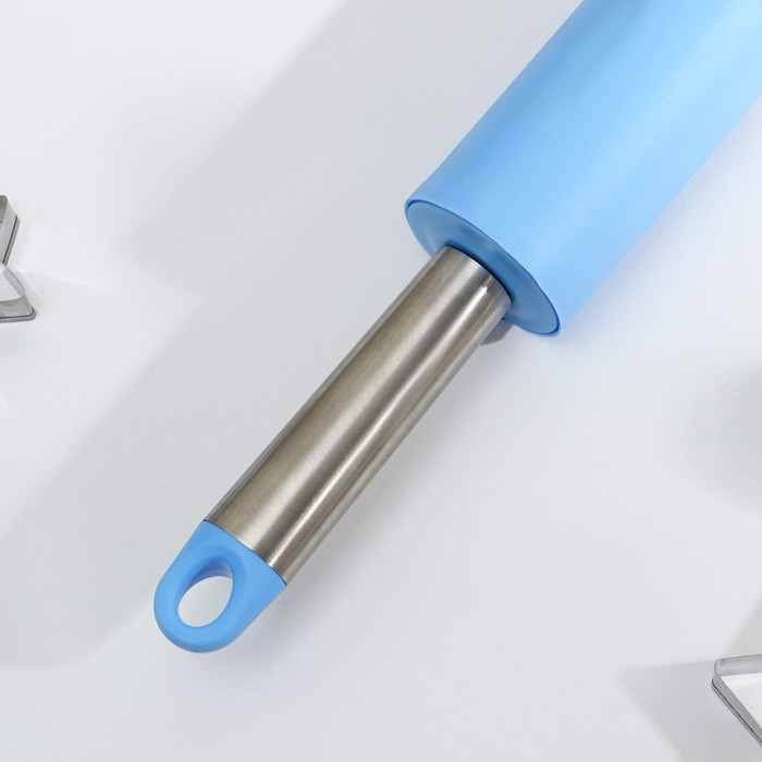 Скалка Доляна «Курум», 50×5 см, рабочая часть 24,5 см, цвет голубой Скалка Доляна «Курум», 50×5 см, рабочая часть 24,5 см, цвет голубой