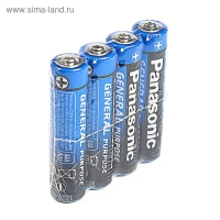 Батарейка солевая Panasonic General Purpose, AAA, R03-4S, 1.5В, спайка, 4 шт.