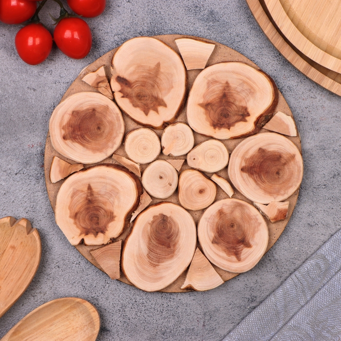 Подставка под горячее Подставка под горячее "Мозаика", 20 см, микс дерева, можжевельник