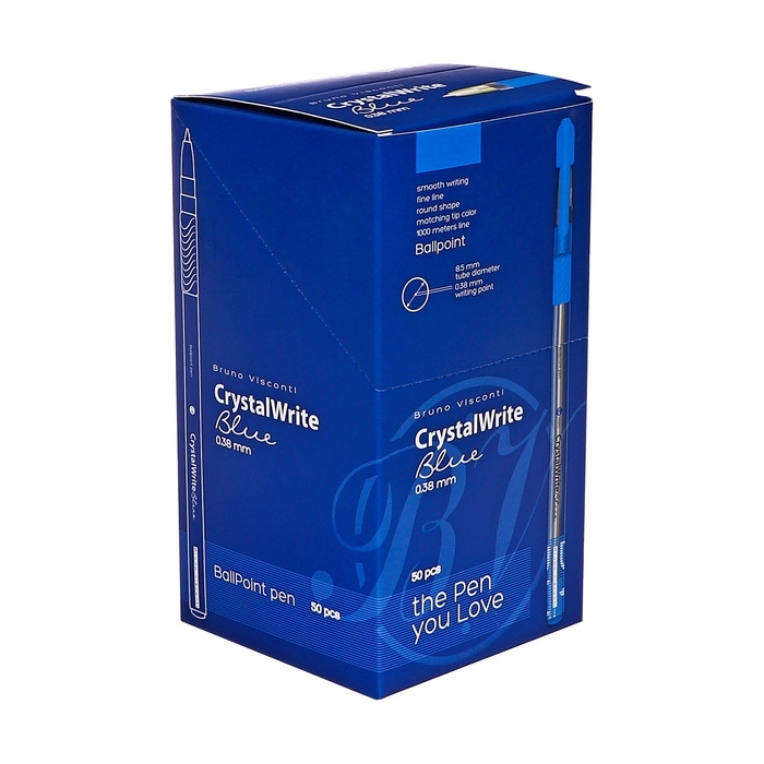 РУЧКА РУЧКА "CrystalWrite" ШАРИКОВАЯ, 0.38 ММ, СИНЯЯ