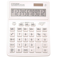 Калькулятор настольный Citizen "SDC-444XRWHE", 12-разрядный, 155 х 204 х 33 мм, двойное питание, белый