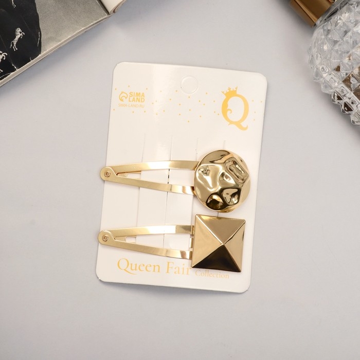 Невидимка для волос  Невидимка для волос "Аманда" (набор 2 шт) круг куб, 6,5 см, золото