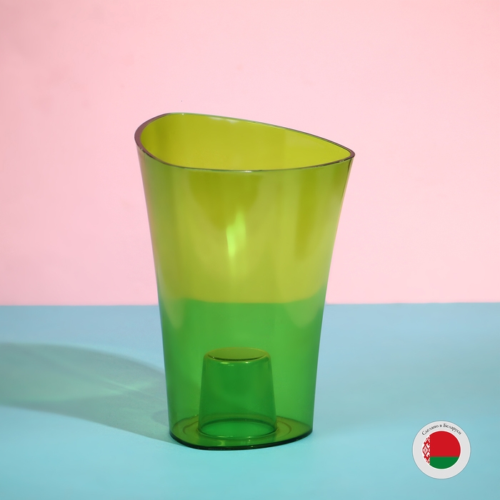 Горшок для орхидей, 1,3 л, 13,6 &times; 14,1 &times; 20 см, пластик, прозрачно-зелёный