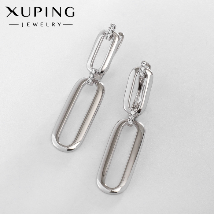 Серьги со стразами XUPING сцепление, цвет белый в серебре Серьги со стразами XUPING сцепление, цвет белый в серебре