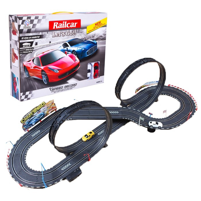 Автотрек «Гонки на суперкарах», 546 см, с 2 машинами, пульт + ручной генератор, работает от сети Автотрек «Гонки на суперкарах», 546 см, с 2 машинами, пульт + ручной генератор, работает от сети