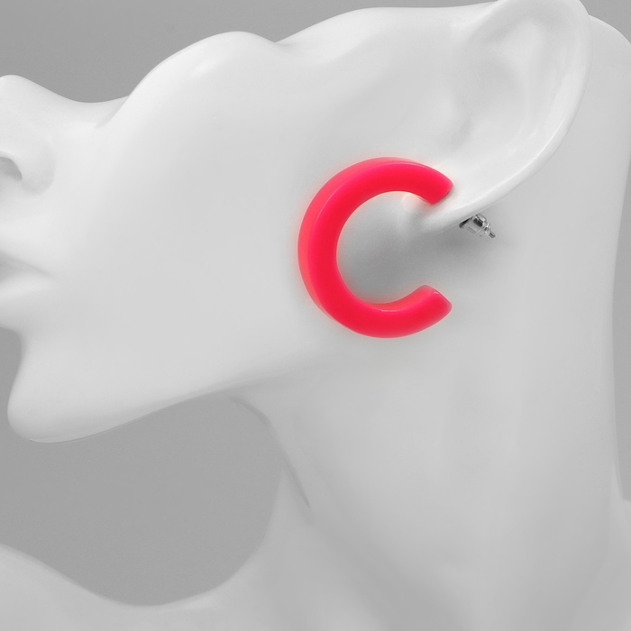 Серьги-кольца «Дуга», цвет розовый, d=3 см Серьги-кольца «Дуга», цвет розовый, d=3 см