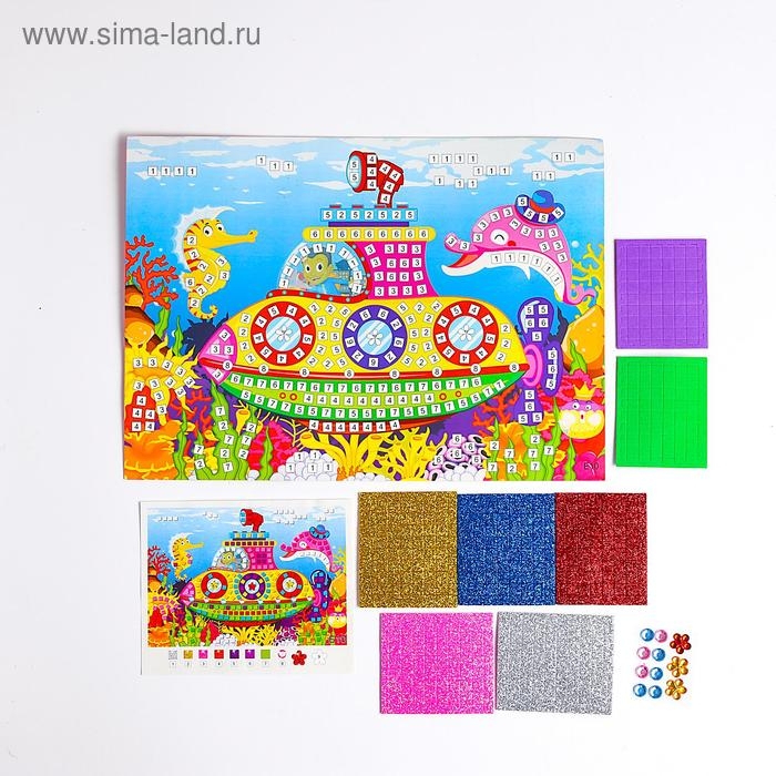 Мозаика стикерная «Подводная лодка» блестки, стразы Мозаика стикерная «Подводная лодка» блестки, стразы