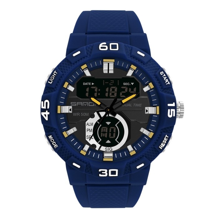 Часы наручные электронные, d-4.9 см, будильник, каледарь, ремешок силикон, синие Часы наручные электронные, d-4.9 см, будильник, каледарь, ремешок силикон, синие