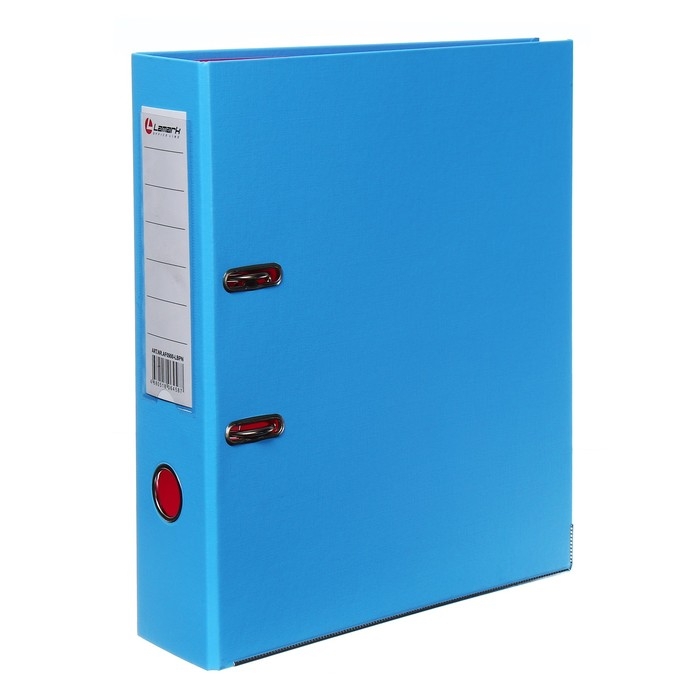 Папка-регистратор А4, 75 мм, Lamark, ПВХ, двухстороннее покрытие, металлическая окантовка, карман на корешок, собранная, голубой/розовый Папка-регистратор А4, 75 мм, Lamark, ПВХ, двухстороннее покрытие, металлическая окантовка, карман на корешок, собранная, голубой/розовый