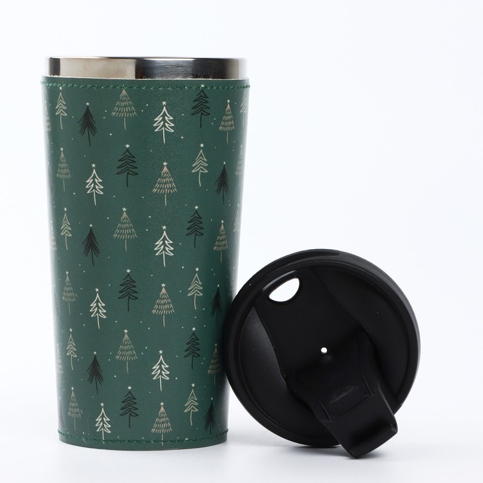 Термостакан в кожзаме  Термостакан в кожзаме "Елочки", 450 мл