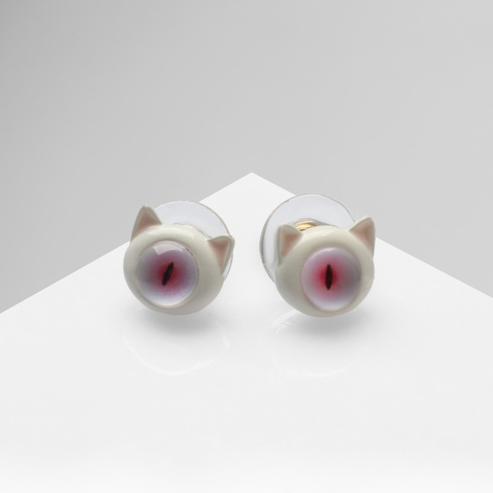Серьги с эмалью «Монстрики» с ушками, цвет бело-розовый Серьги с эмалью «Монстрики» с ушками, цвет бело-розовый