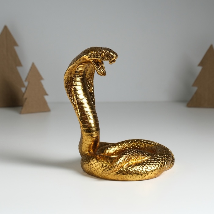 Сувенир полистоун подставка Сувенир полистоун подставка "Королевская кобра" золото 13х11,7х14,3 см