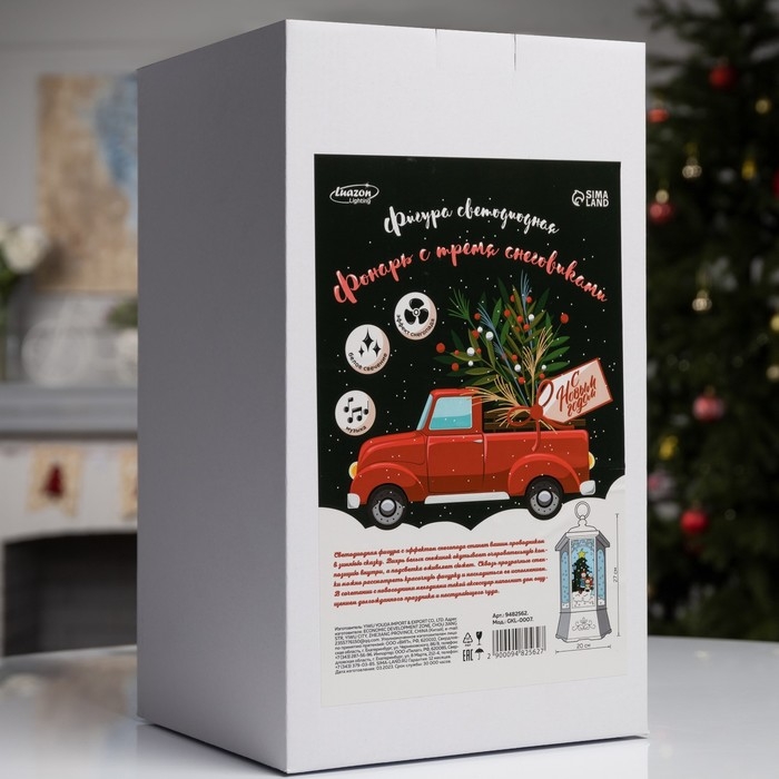 Светодиодная фигура «Фонарь со снеговиками и ёлкой» 20 × 27 × 20 см, пластик, батарейки ААх3 (не в комплекте), USB, свечение белое Светодиодная фигура «Фонарь со снеговиками и ёлкой» 20 × 27 × 20 см, пластик, батарейки ААх3 (не в комплекте), USB, свечение белое