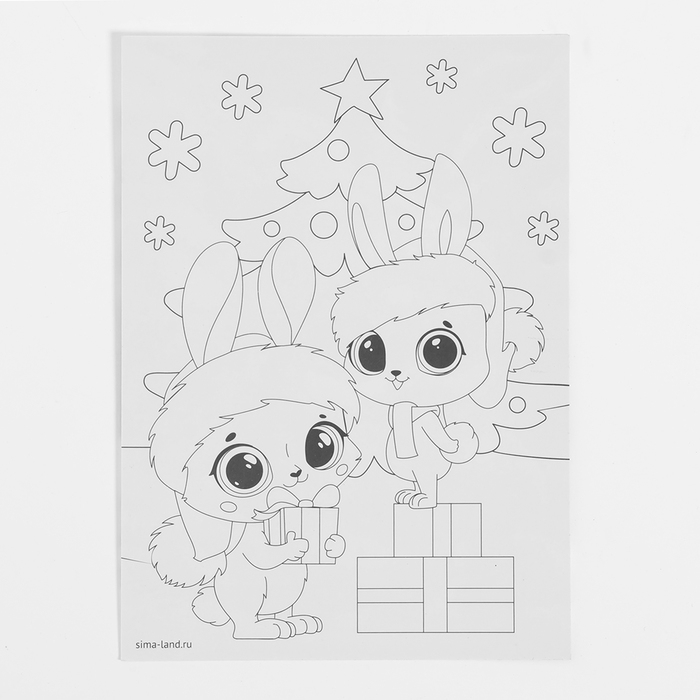 Аппликация стразами на новый год для детей «Зайка», А6, новогодний набор для творчества