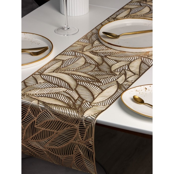 Дорожка на стол Доляна «Листопад», 30×150 см, цвет золотой Дорожка на стол Доляна «Листопад», 30×150 см, цвет золотой