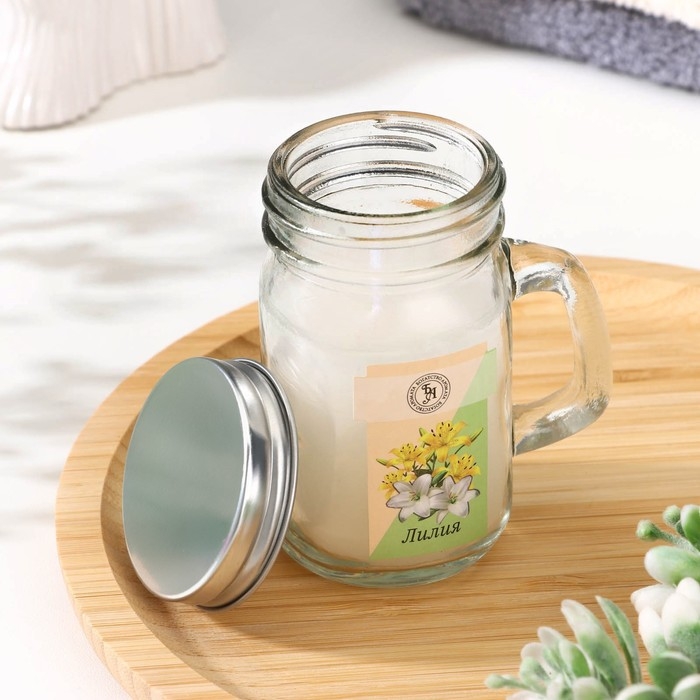 Свеча ароматическая в банке  Свеча ароматическая в банке "Лилия", 7,2 х 8,5 см, 190 г