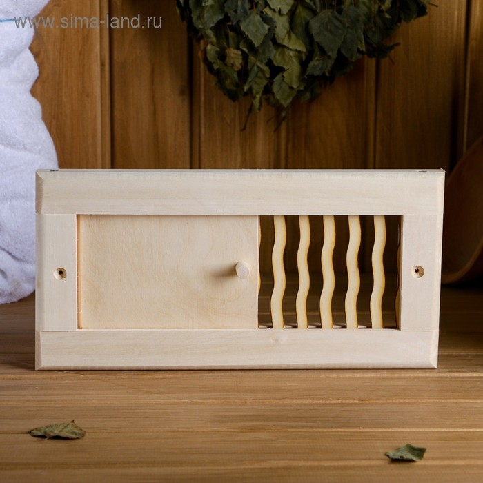 Вентиляционная крышка из липы, Вентиляционная крышка из липы, "Пламя", 28х12см, с задвижкой