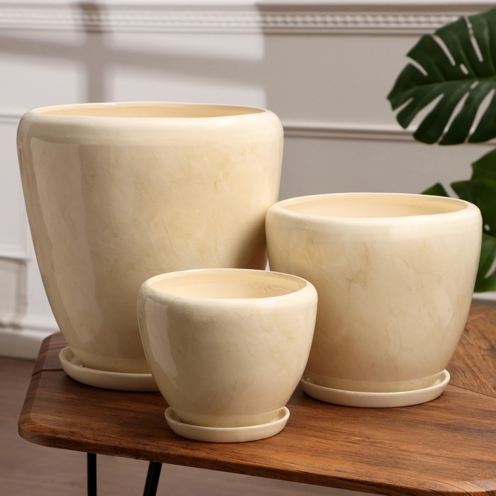 Набор горшков 3шт. Набор горшков 3шт. "Лето" белый: 11,5л, 5л, 1,8л