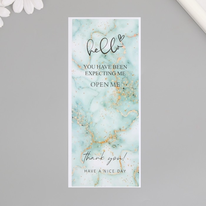 Наклейка бумага благодарность Наклейка бумага благодарность "Синий мрамор с блёстками" набор 50 шт 15х6 см