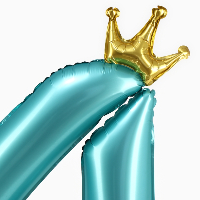 Шар фольгированный 42" &laquo;Цифра 4 с короной&raquo; на подставке, цвет голубой