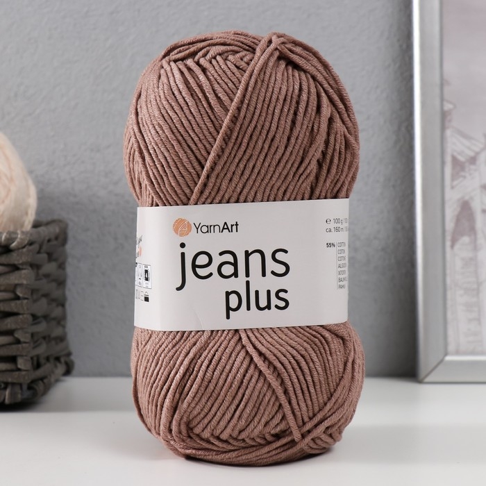 Пряжа  Пряжа "Jeans plus" 55% хлопок, 45% акрил 160м/100гр (71 молочн.шоколад)