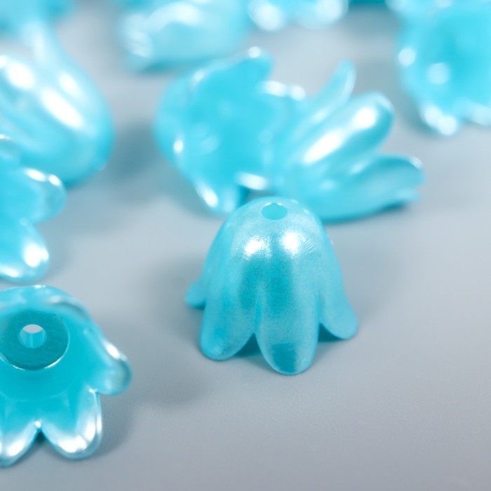 Бусины для творчества пластик Бусины для творчества пластик "Цветок ландыша жемчужный" набор 40 шт голубой 1х0,9х0,9 см