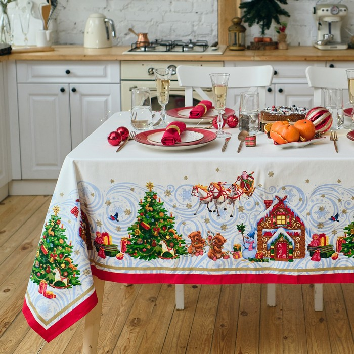 Скатерть новогодняя Этель "Новогодняя сказка" 150х220см +/-3см с ГМВО, хл100%