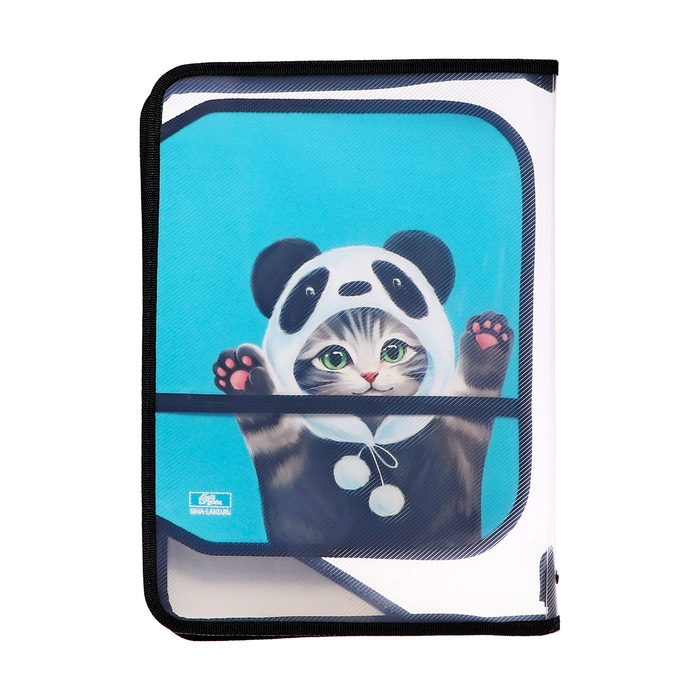 Папка для труда А4, 325 х 230 х 25 мм, молния вокруг, откидная планка, пластиковая, ПТР-1, Calligrata  Папка для труда А4, 325 х 230 х 25 мм, молния вокруг, откидная планка, пластиковая, ПТР-1, Calligrata "Котик панда"