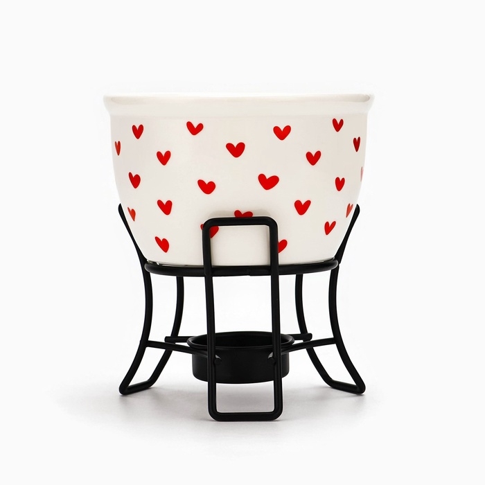 Фондю керамическое Дорого внимание «Сердечки», 2 шпажки Фондю керамическое Дорого внимание «Сердечки», 2 шпажки