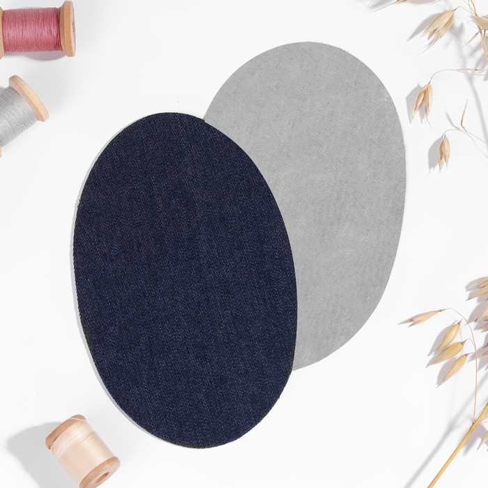 Заплатки для одежды, 15,5 × 9,5 см, термоклеевые, пара, цвет синий джинс Заплатки для одежды, 15,5 × 9,5 см, термоклеевые, пара, цвет синий джинс