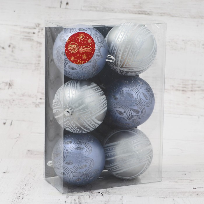 Набор шаров пластик d-8 см, 6 шт Набор шаров пластик d-8 см, 6 шт "Загадочный узор"