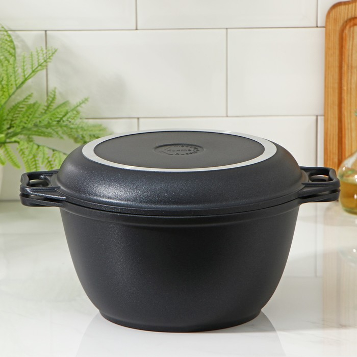 Казан «Традиция», 3 л, крышка-сковорода, литые ручки, антипригарное покрытие, цвет чёрный Казан «Традиция», 3 л, крышка-сковорода, литые ручки, антипригарное покрытие, цвет чёрный