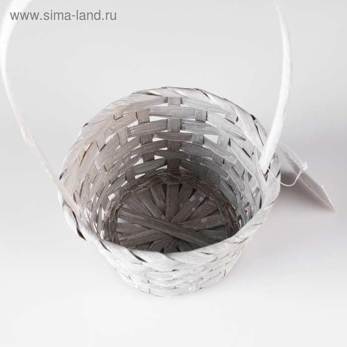 Корзина плетеная, бамбук, D13xH9.5/28 см, серый Корзина плетеная, бамбук, D13xH9.5/28 см, серый