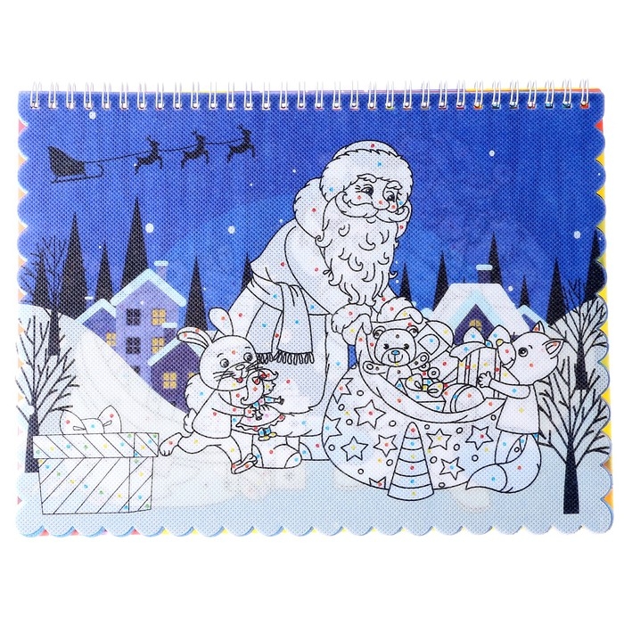 Книжка-раскраска многоразовая «Новый год» фломастеры 12 цв., 3D очки, бутылочка для воды Книжка-раскраска многоразовая «Новый год» фломастеры 12 цв., 3D очки, бутылочка для воды