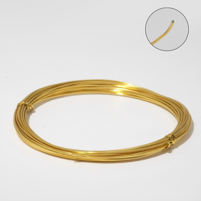 Проволока для плетения d=1 мм, намотка 5 м, цвет золото Проволока для плетения d=1 мм, намотка 5 м, цвет золото